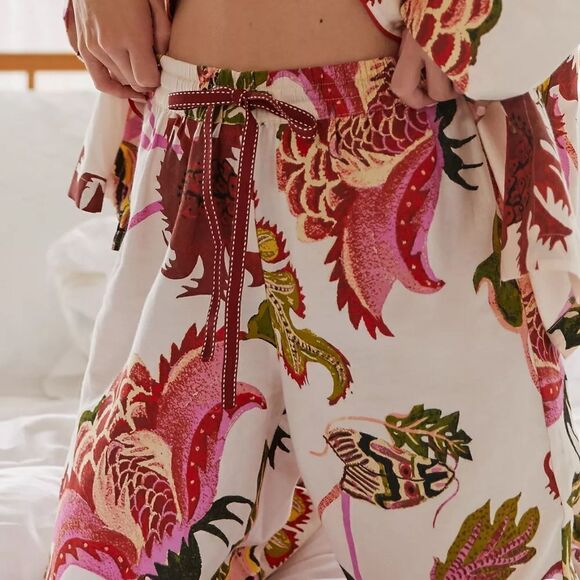 Anthropologie XXS Raphael Balme Flannel Sleep Pants Pink Combo Floral - Picture 5 of 7